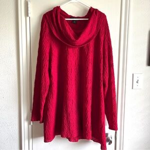 Ali Miles Red Women 1X Crinkle Gauze Pullover Tunic Blouse Top Lagenlook Arts